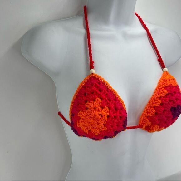 Handmade Napper brand granny square string bikini top halter adjustable any size - Picture 11 of 13